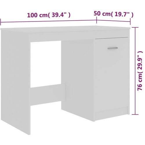  Radni stol bijeli 100 x 50 x 76 cm od konstruiranog drva Slike