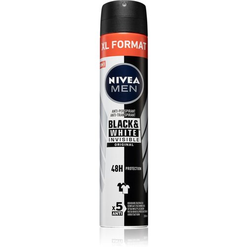Nivea Men Black &amp;amp; White Invisible Original antiperspirant v pr&amp;scaron;ilu za mo&amp;scaron;ke 200 ml Slike