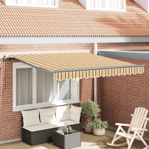 VidaXL Ročna retraktibilna tenda v večbarvnih črtah 350x250 cm Slike