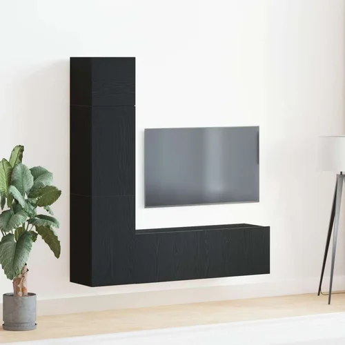 3-delni omarica za TV, nameščena na steni, črna, inženirski les, (22012342) 3-delni omarica za TV, nameščena na steni, črna, inženirski les, (22012342)