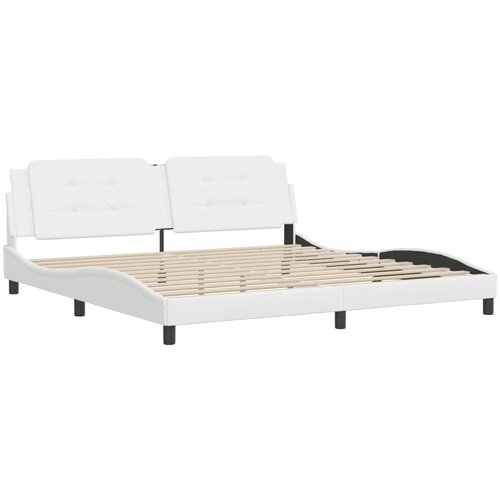 vidaXL Posteljni okvir z vzglavjem bel 200x200 cm umetno usnje, (21151981) Cene