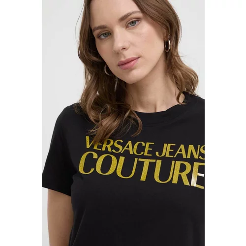 Versace Jeans Couture Pamučna majica za žene, boja: crna