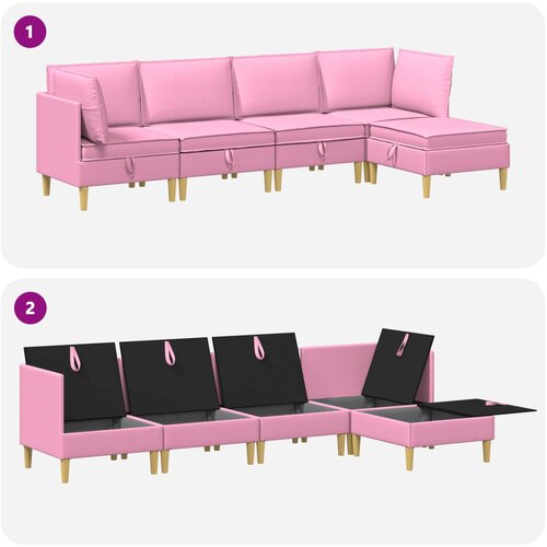  Set namje&amp;scaron;taja za dnevni boravak 5 pcs Ružičasta Tkanina Slike