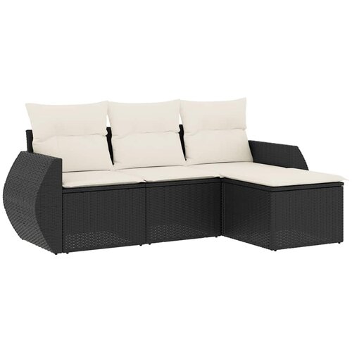  4-dijelni set vrtnih sofa od poliratana s jastucima crni Slike