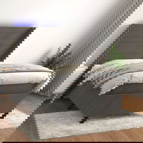  Box spring s madracem LED tamnosivi 90x190 cm bar&amp;scaron;un Slike