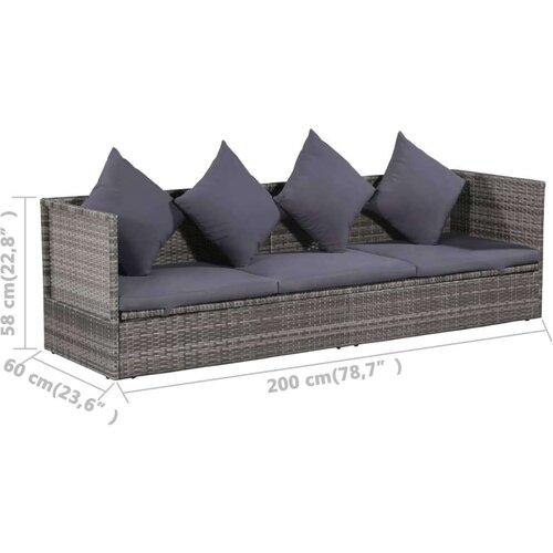 Poli Vrtna postelja poli ratan 200x60 cm siva Slike