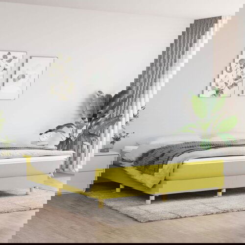 VidaXL Box spring posteljni okvir zelen 160x200 cm blago Slike