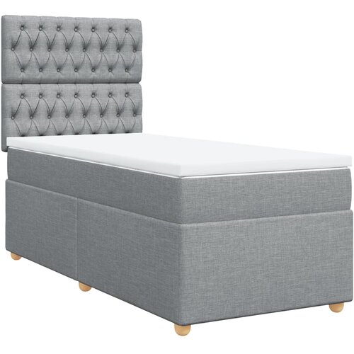 VidaXL Krevet s oprugama i madracem svjetlosivi 100x200 cm od tkanine Slike