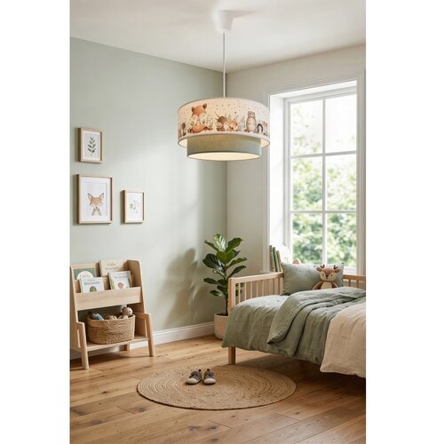  Brilagi- LED dečji luster na sajli BOBO 1xE27/10W/230V prečnik 40 cm bela/zelena/sa motivom životinja Slike