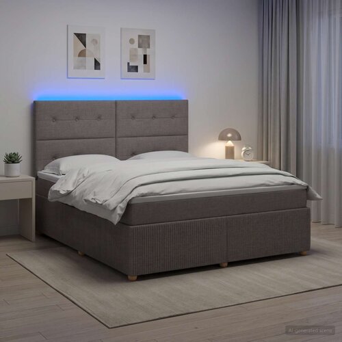  LED okvir za krevet s madracem Sivosmeđa 140 x 200 cm Tkanina Cene