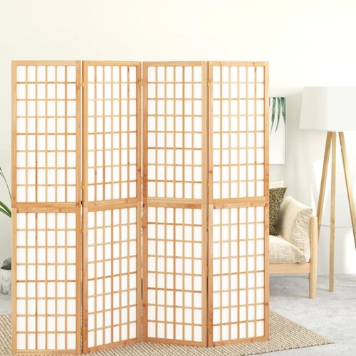 vidaXL Zložljiv 4-delni paravan japonski stil 160x170 cm bele barve Cene