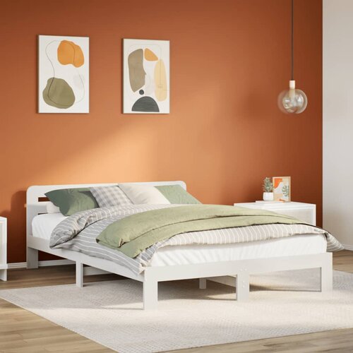 vidaXL Posteljni okvir brez vzmetnice bel 140x200 cm trdna borovina Cene