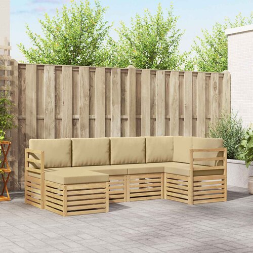  Set vanjskih sofa 6 pcs Bijela i bež Poliester Cene