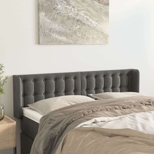  Vzglavje z u&amp;scaron;esi temno sivo 147x16x78/88 cm žamet, (20793753) Slike