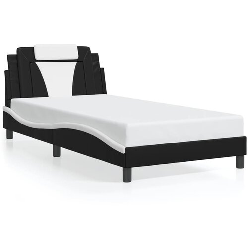 Maison Chic Posteljni okvir - Enojna postelja - Postelja za odrasle z vzglavjem črn in bel 100x200 cm umetno usnje-J9495, (21765371) Slike