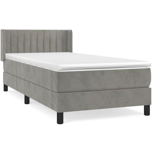 Maison Chic Box spring postelja - Vzmetna postelja z vzmetnico svetlo siva 100x200 cm žamet SL14241, (21905125) Slike