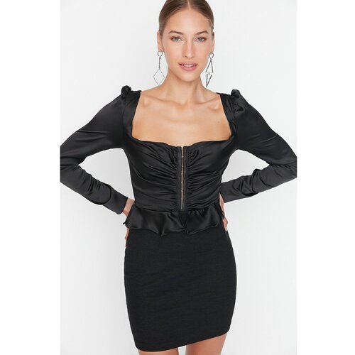 Trendyol Black Square Collar Dress Slike