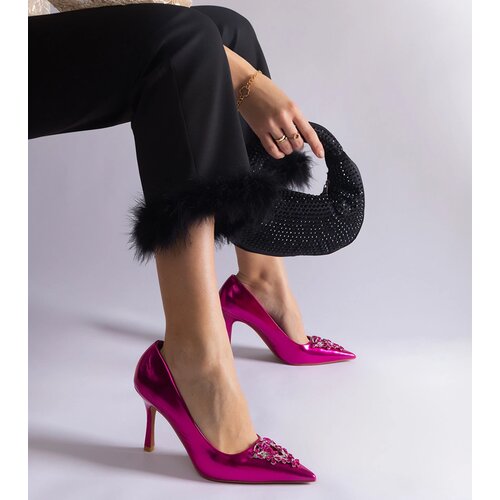 Gemre Almana pink patent stilettos embellished with rhinestones Cene