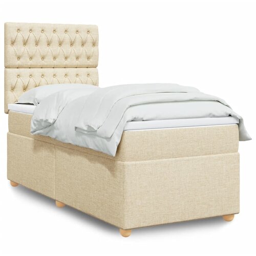  The Living Store Box spring postelja z vzmetnico krem 80x200 cm blago - Box Spring Postelja, (21496970) Slike