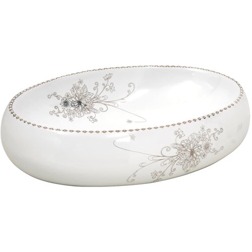 Maison Chic Umivalnik - Kopalna umivalnik - Lavabo Nadpultni bel ovalen 59x40x15 cm keramika, (21684824) Cene