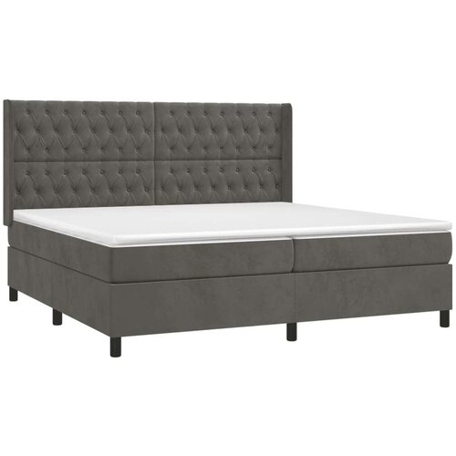  Box spring s madracem LED tamnosivi 200x200 cm bar&amp;scaron;un Slike