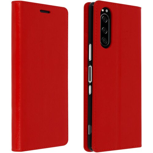 AVIZAR Etui, držalo za kartice in stojalo za video iz pravega usnja - rdeca str. Sony Xperia 5, (20599683) Cene