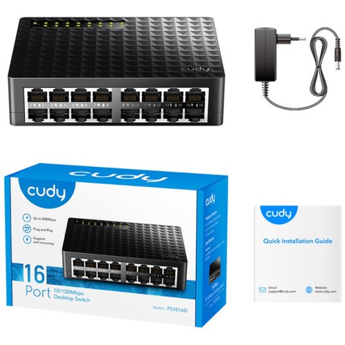 Cudy FS1016D 16-Port 10/100M base-tx port switch, (alt.tenda S16) Cene