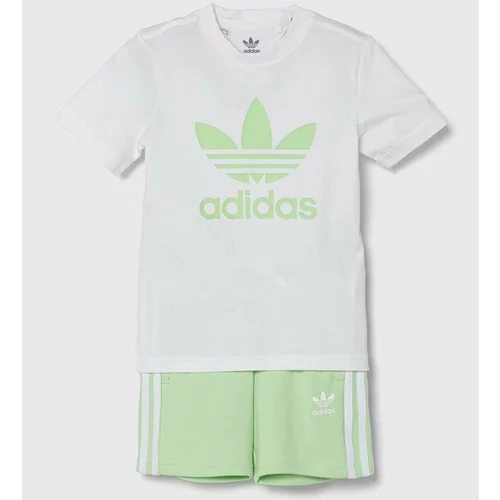 Adidas Otroški bombažen komplet zelena barva