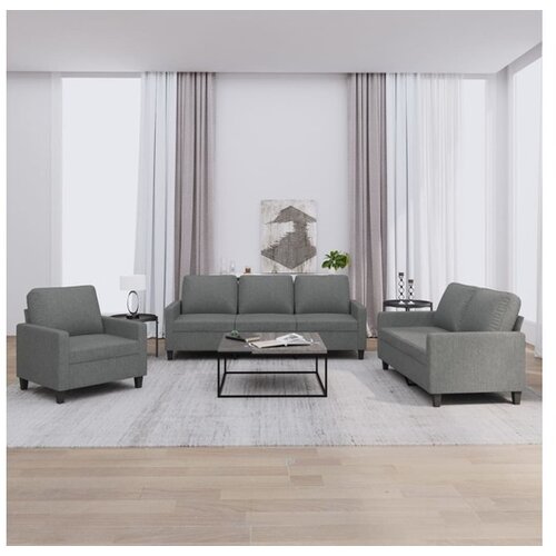 VidaXL 3-dijelni set sofa s jastucima tamnosivi od tkanine Slike