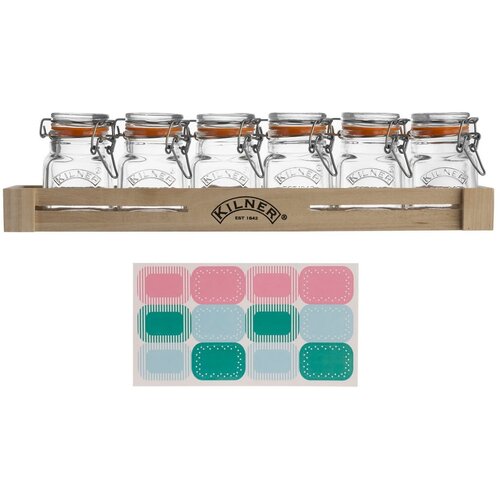 Kilner set od 6 posudica za začine u drvenoj polici Herbs&Spices Cijene