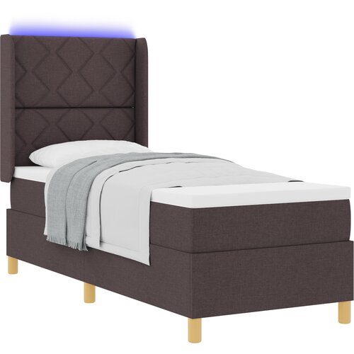 vidaXL Postelja s prostorom za vzmetnico in LED osvetlitvijo Temno rjava 80x200 cm Tkanina, (22049436) Cene