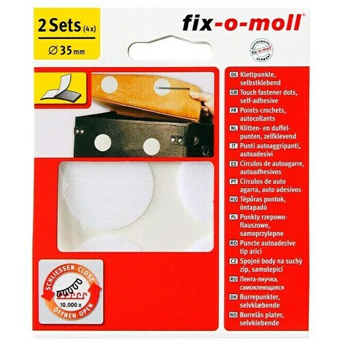 Fix-o-moll gumb na čičak (promjer: 35 mm, bijele boje, lijepljenje, 2 kom.) Cijene