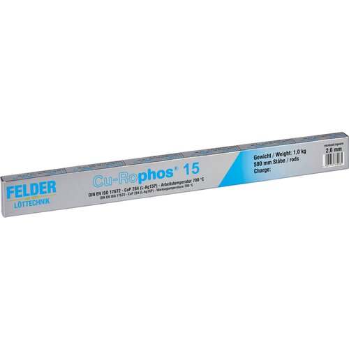 Felder Löttechnik Bakrova zlitina za spajkanje ''Cu-Rophos 15''\, ki vsebuje srebro Felder ''Cu-Rophos 15'' spajkalna palica palica CuP 284 1 kg 2 mm, (20428790) Cene