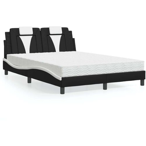  Krevet s madracem crno-bijeli 140 x 190 cm od umjetne kože Cijene