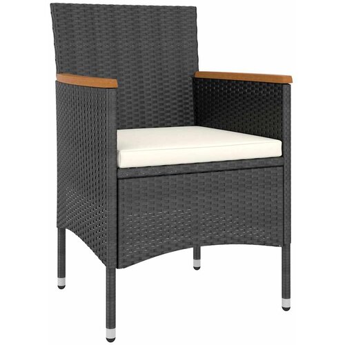  5-dijelni vrtni blagovaonski set od poliratana i stakla crni Crna 120 x 120 x 75 cm Slike