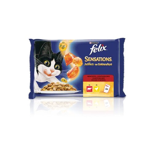 Felix cat sensations govedina & piletina žele 4x85g Slike