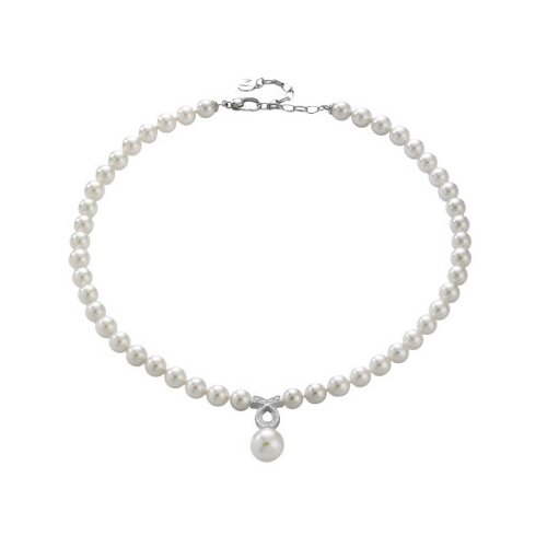Majorica brides bela biserna srebrna ogrlica sa kristalima 8 mm 40-45 cm ( 11974.01.2 000.010.1 ) Slike