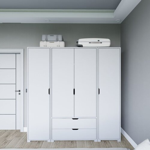 Hanah home duru 1600-023 matte white wardrobe Cene