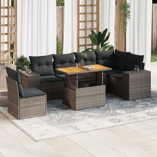 vidaXL 7-dijelni set vrtnih sofa sivi od poliratana Cijene