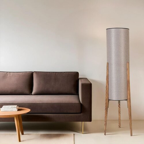 Opviq navas Yanık lambader koyu Hasır abajurlu greywooden floor lamp Slike