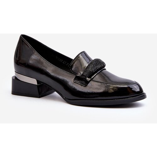 Kesi Women's patent low-heeled shoes, black Marilni Slike