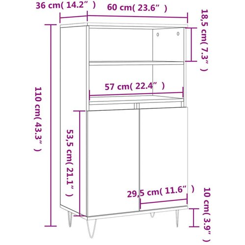 VidaXL Visoka komoda hrasta sonome 60x36x110 cm od konstruiranog drva Slike