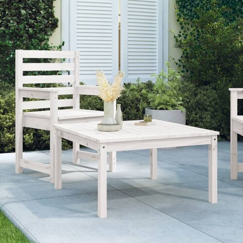 VidaXL Vrtni stol bijeli 82 5 x 82 5 x 45 cm od masivne borovine Slike