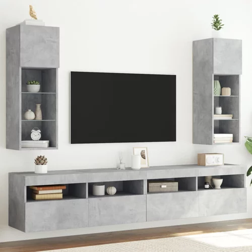 TV ormarići s LED svjetlima 2 kom boja betona 30,5 x 30 x 90 cm