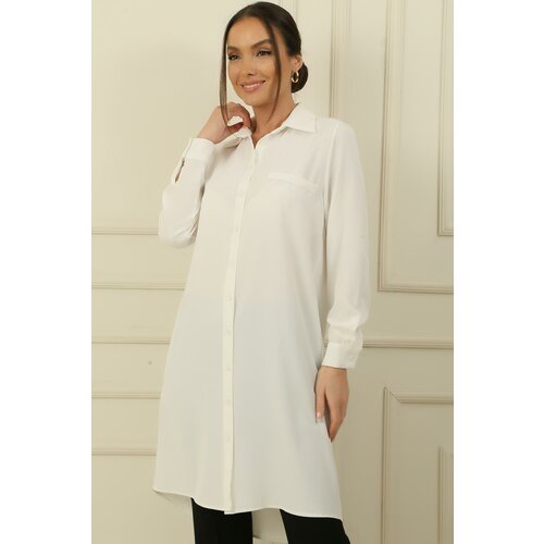 By Saygı Fake Pockets and Front Buttoned Sharmi Shirt Tunic Cene
