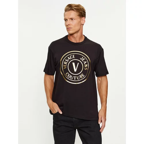 Versace Jeans Couture Majica 75GAHT05 Črna Regular Fit