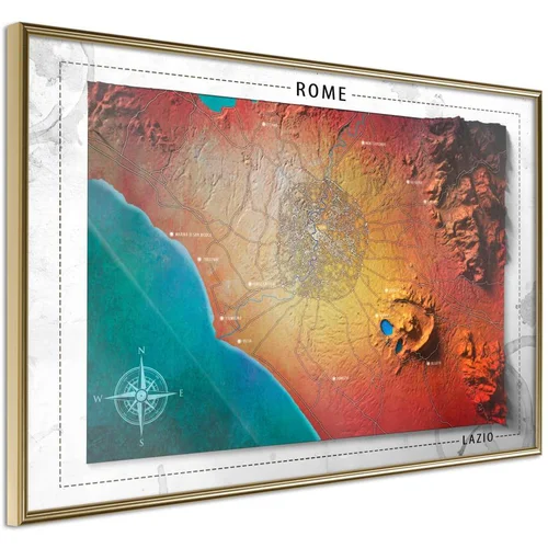  Poster - Raised Relief Map: Rome 90x60