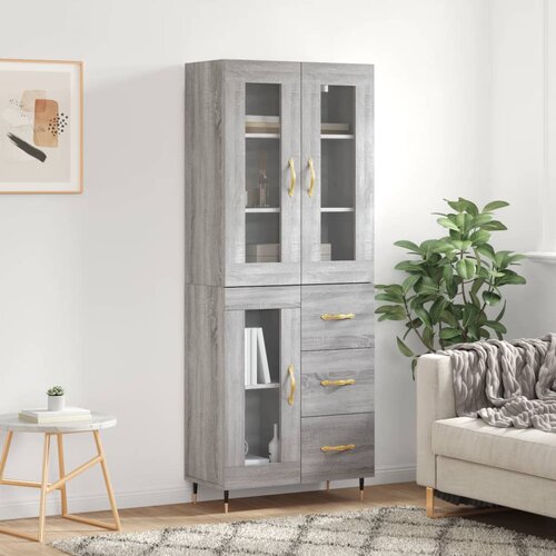 The Living Store Visoka komoda siva sonoma 69,5x34x180 cm inženirski les - Visoka Omarica, (21837448) Cene