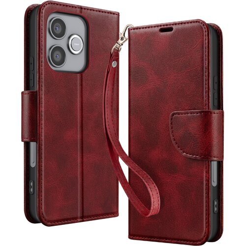 AVIZAR Etui za denarnico za Honor 600 Lite v retro slogu s podporo, Rdeča, (5000275389) Cene