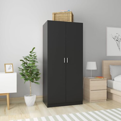 Furnova Garderobna omara črna 80x52x180 cm iverna plo&amp;scaron;ča, (21930443) Slike